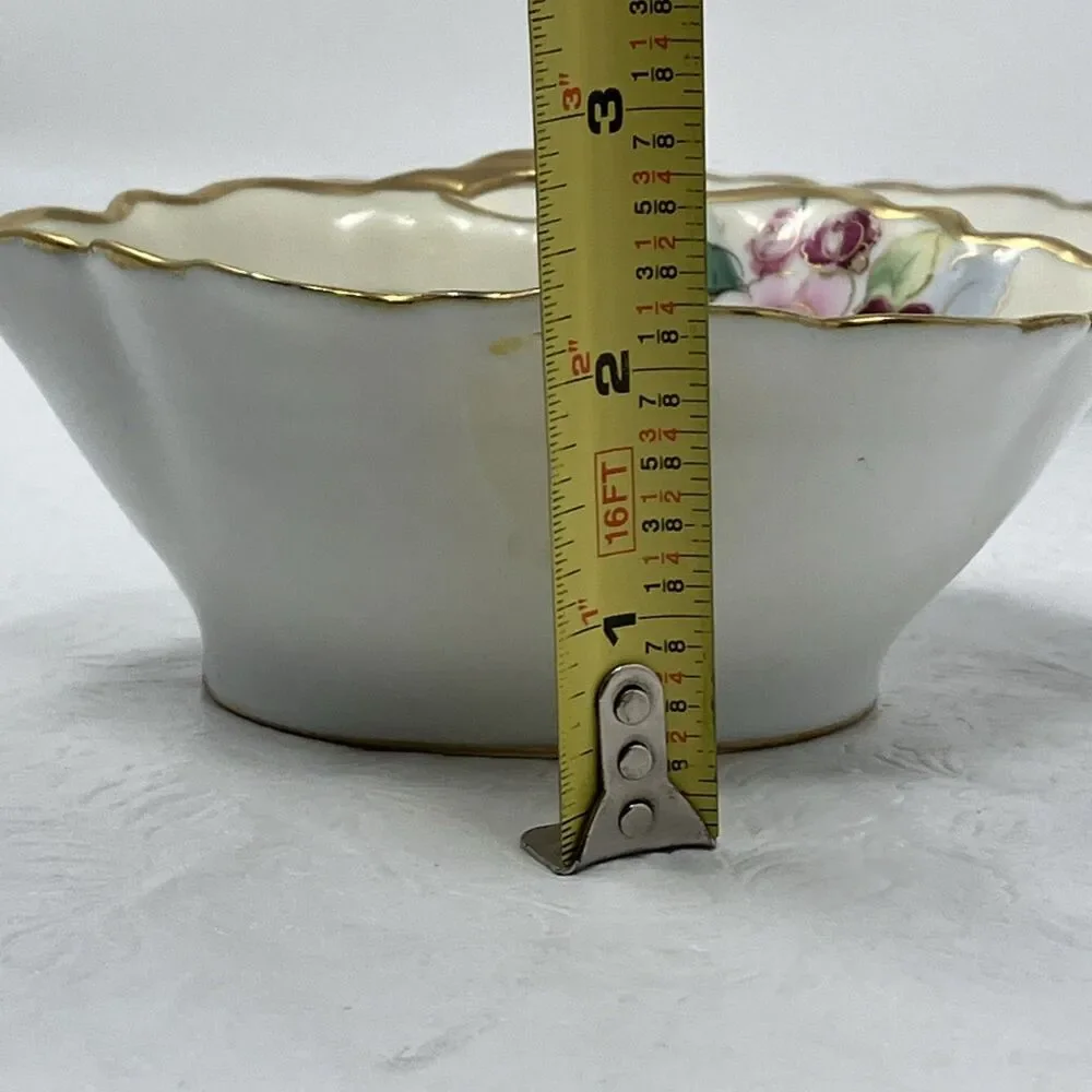 Nippon Gravy Sauce Boat w Underplate Roses Gilt Painted Gold & Raised Flower VTG
